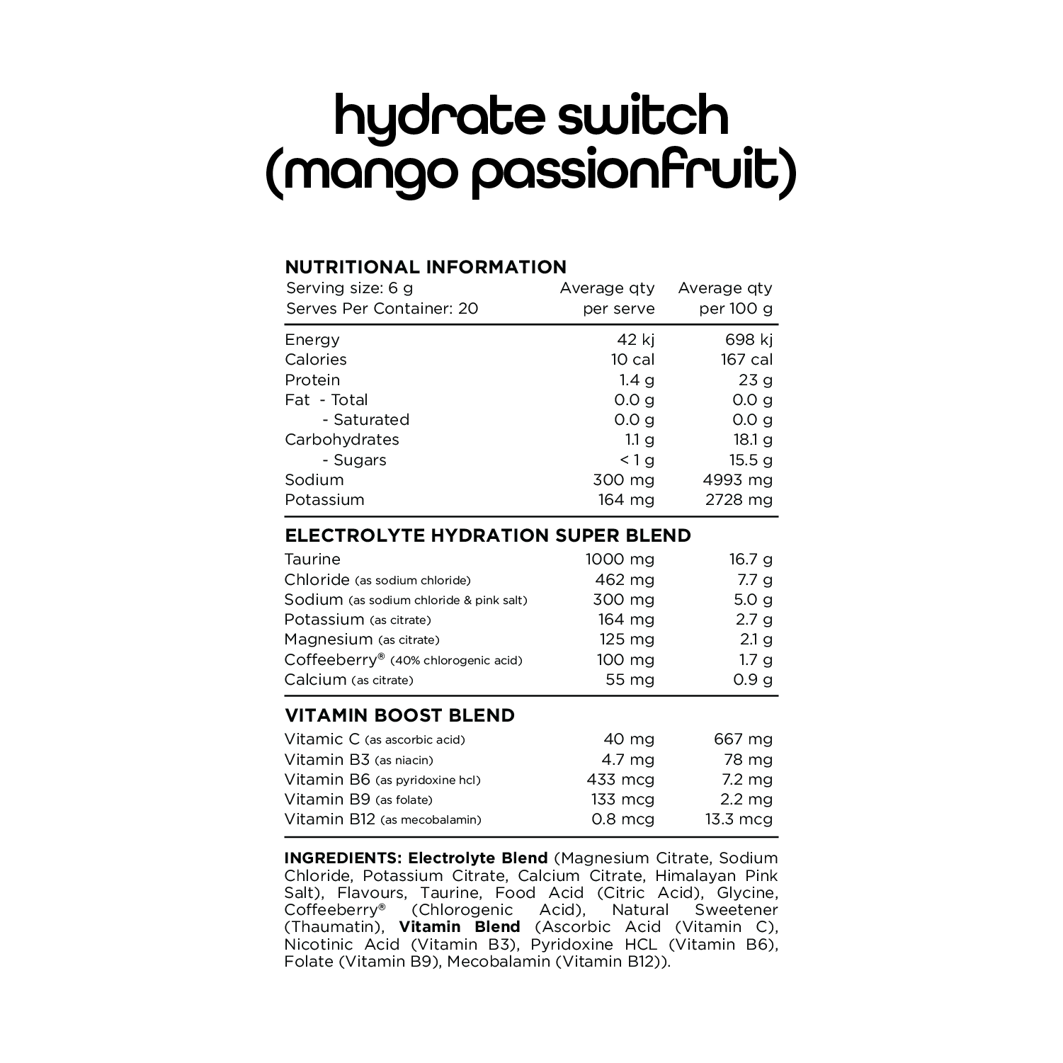 Hydrate Switch Box Sachets (x20)